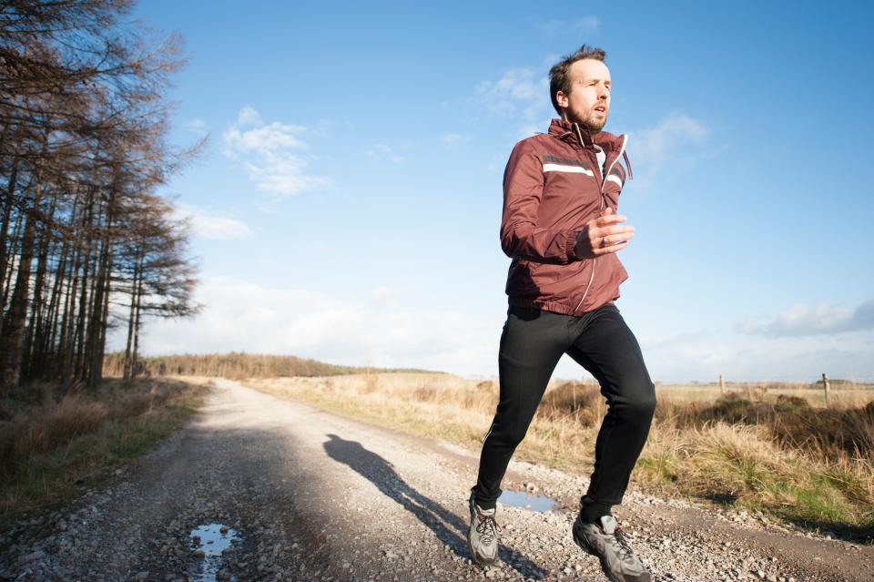 A runner on an open road